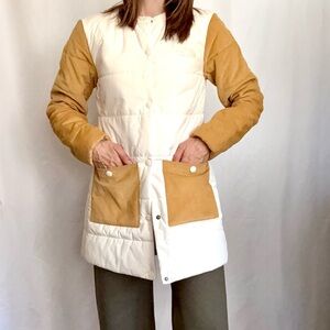 NWOT The North Face Women's Cream and Tan Corduroy Puffer Jacket